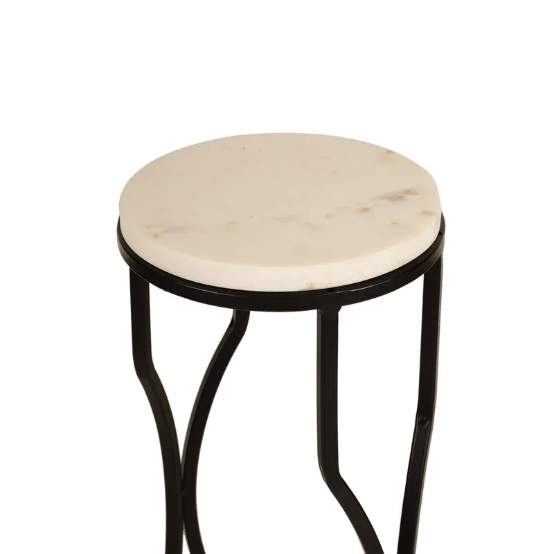Marble Top Base Aluminum Side Table (Black) - Medium media 6