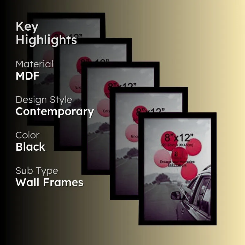 Adriana MDF Black Photo Frame - Set Of Five media 2