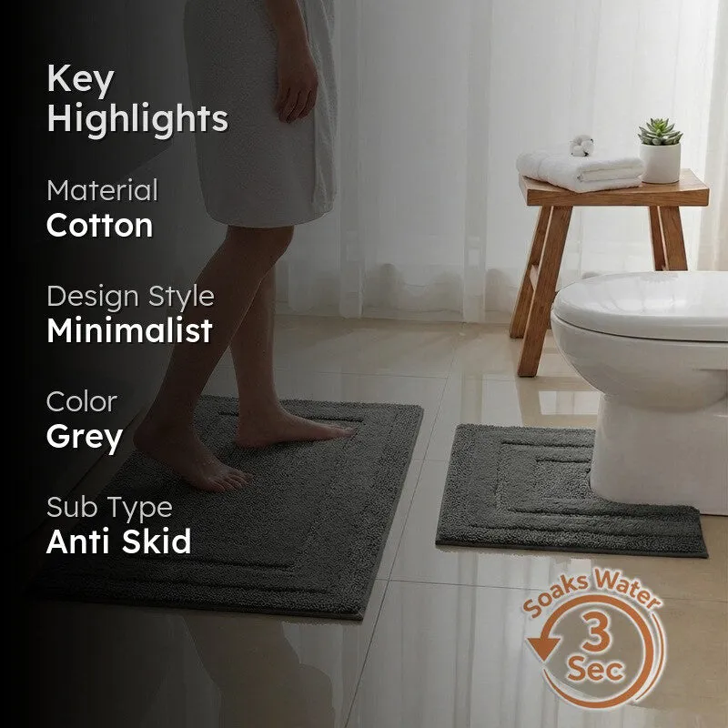 Aqualoom Anti skid Bath Mat (Gery) - Set Of Two media 2