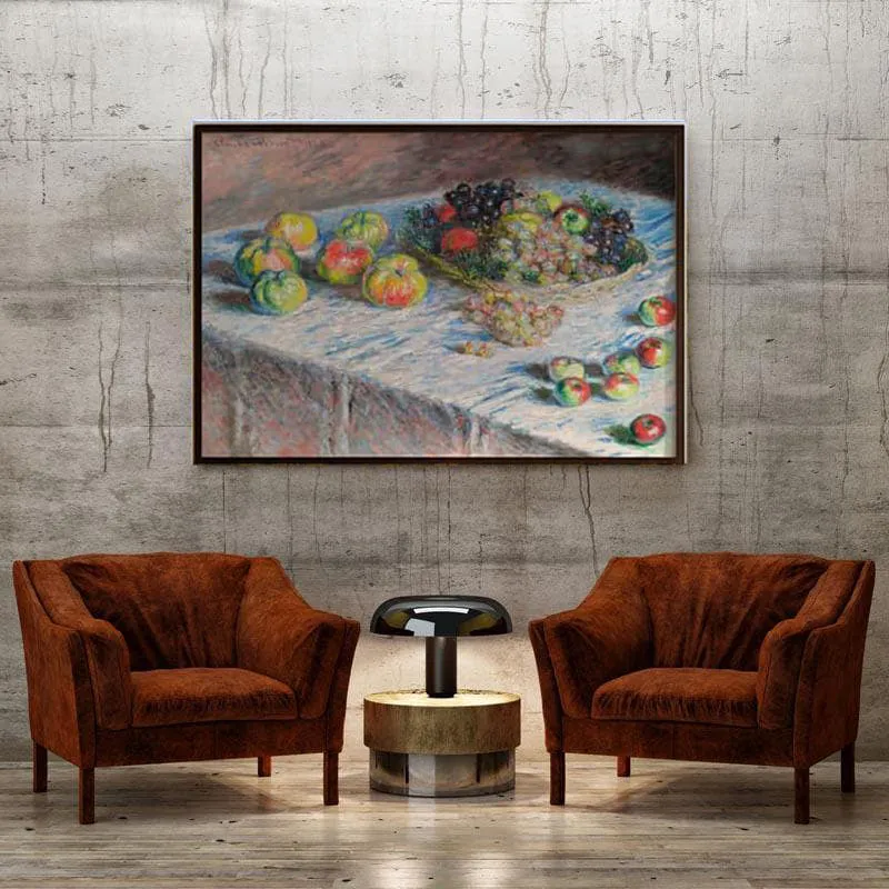 Apples And Grapes By Claude Monet - Black Frame media 4