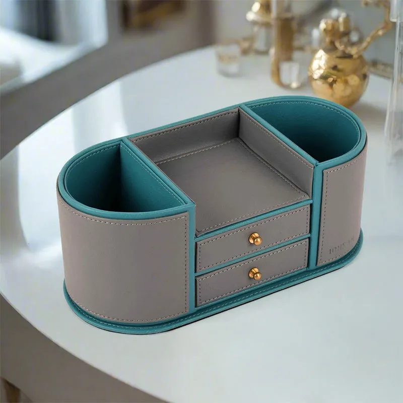 Tisca Curve Faux Leather Desk Organizer - Grey media 1