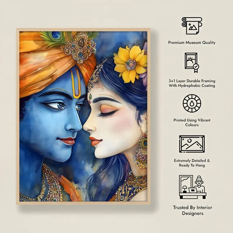Vrindavan's Heart Spiritual Archival Paper Wall Painting - Natural Brown Frame media 8