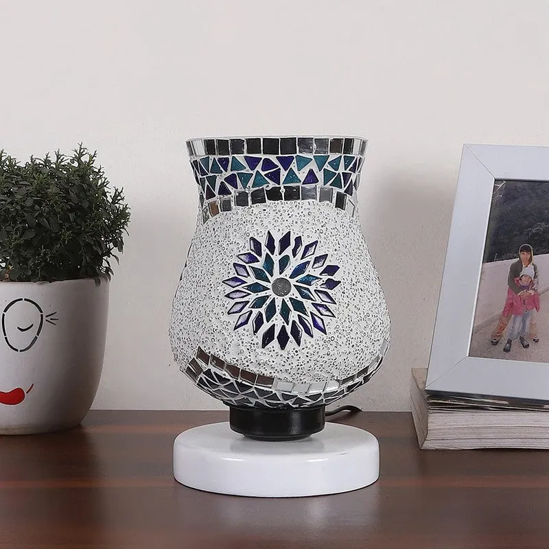 Skylune Mosaic Glass Table Lamp With Wooden Base - Multicolor media 4