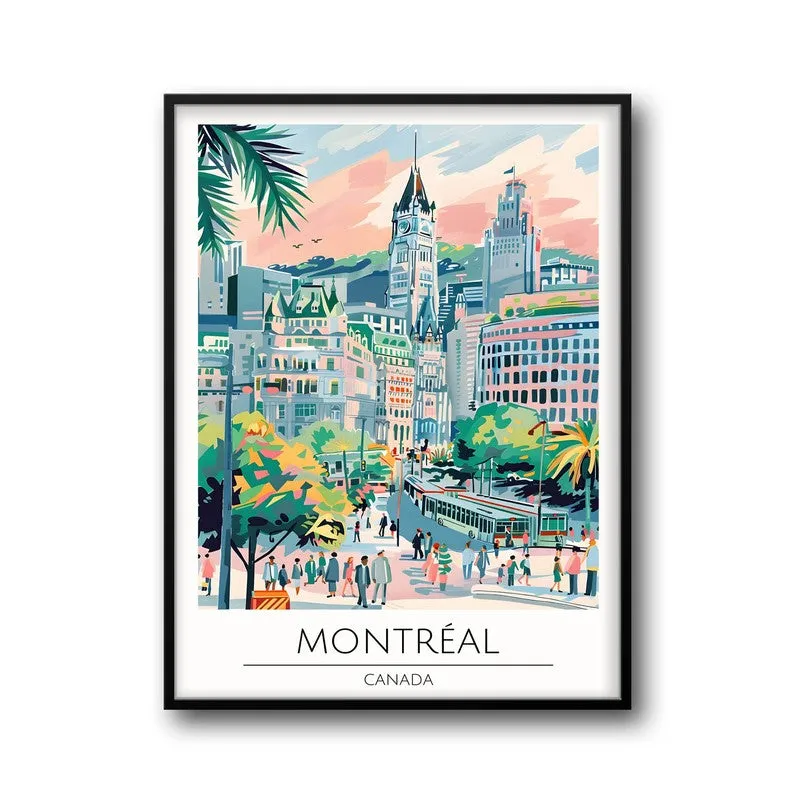 Vintage Montreal Framed Canvas Wall Painting media 5