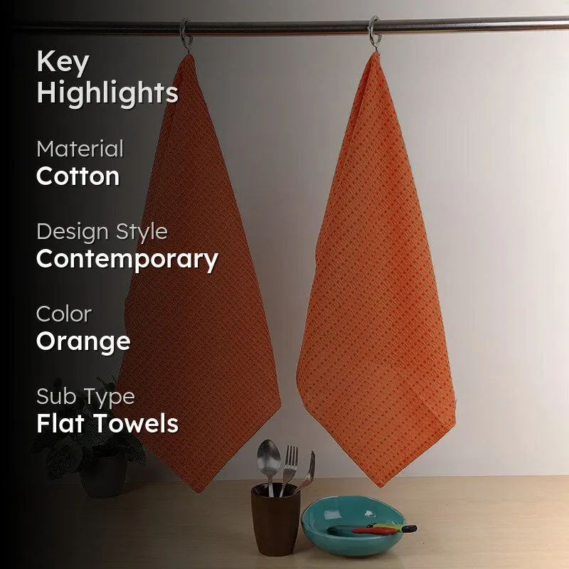 Sunbeam Cotton Kitchen Towel (Orange) - Set Of Two media 2