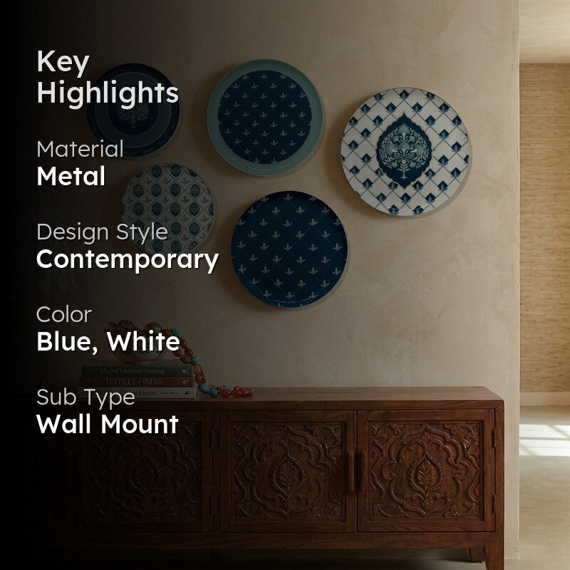 Azure Grid Metal Wall Plates - Set of Five media 2