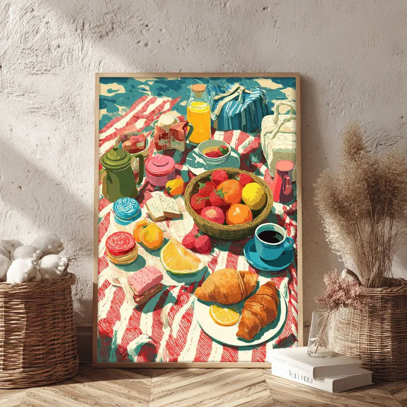 Croissant Glow Canvas Wall Painting - Brown Frame media 3