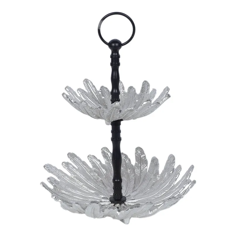 Silver Papri Tiered Aluminum Platter media 4
