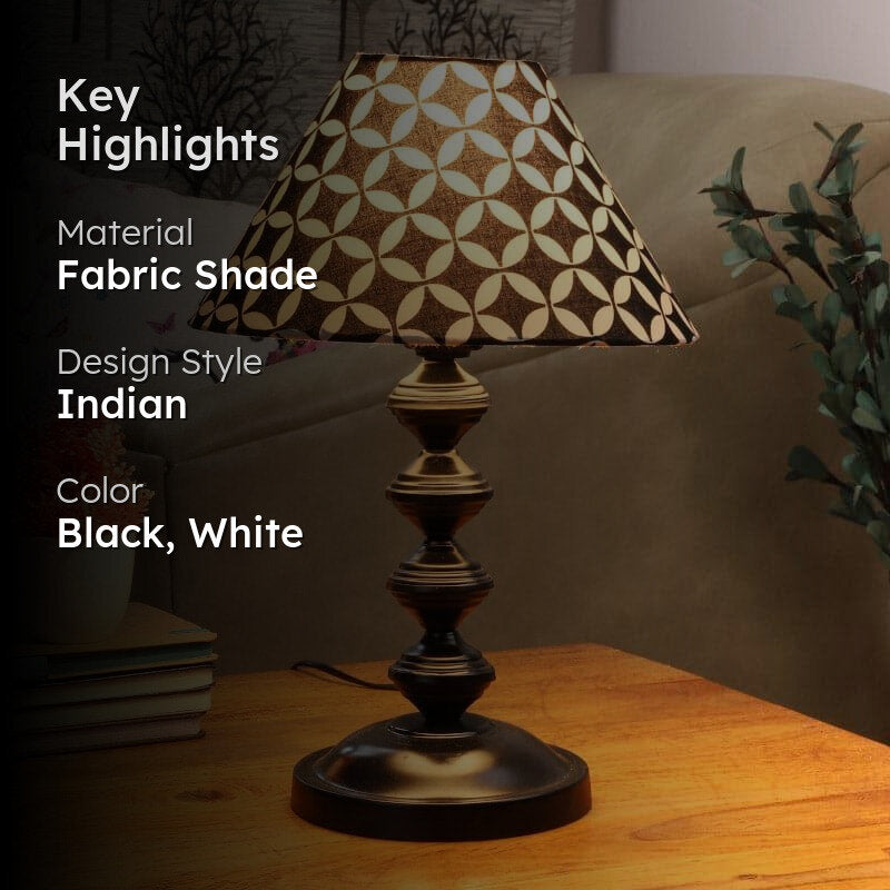 Tatania Vendora Fabric Table Lamp - Black,White image 2
