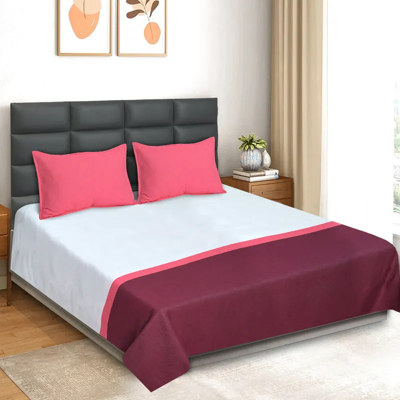 Saral Home Awning Cotton Bedsheet (Maroon) - 102 TC media 1