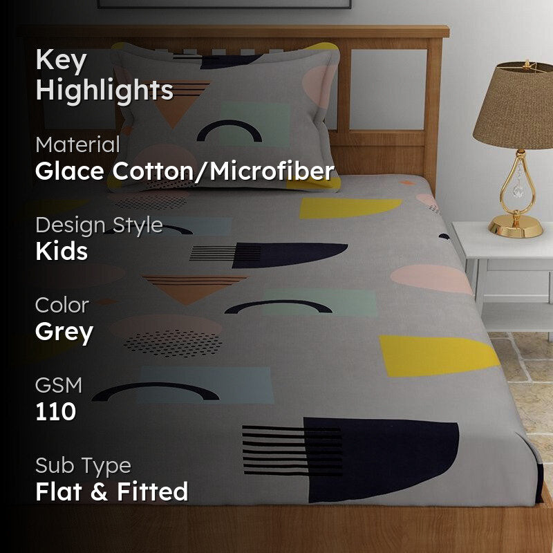 Hilton Kids Microfiber Bedsheet (Silver Grey) - 110 GSM media 2
