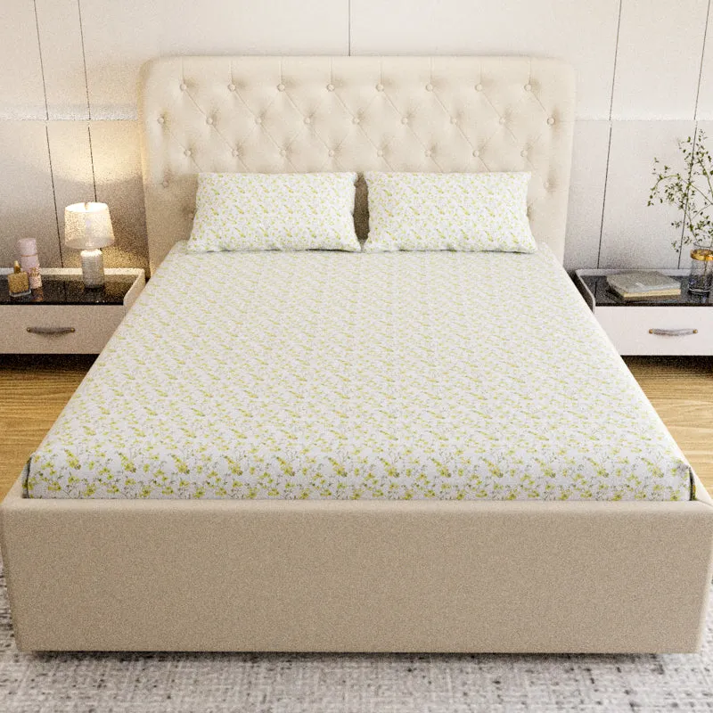 Botanica Floral Cotton Bedsheet (Green) - 180 TC media 4
