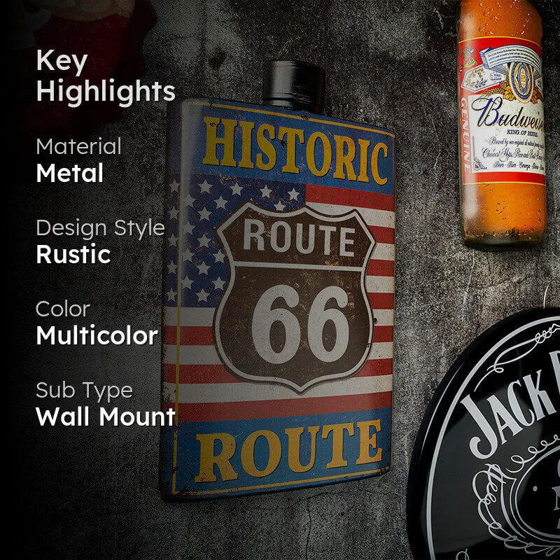 Route 66 Flask Metal Wall Accent media 2