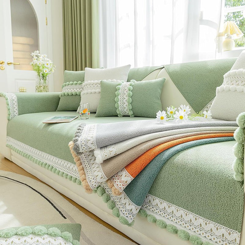 Emris Chenille Sofa Mat - Green media 6
