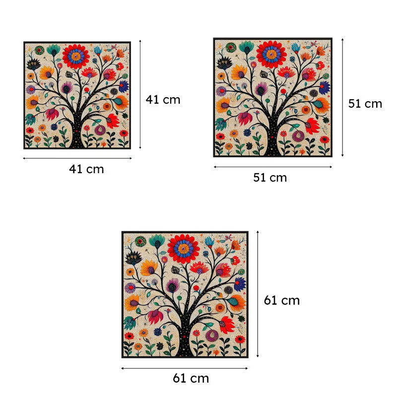 Floral Psych Canvas Wall Painting With Frame - Black media 6
