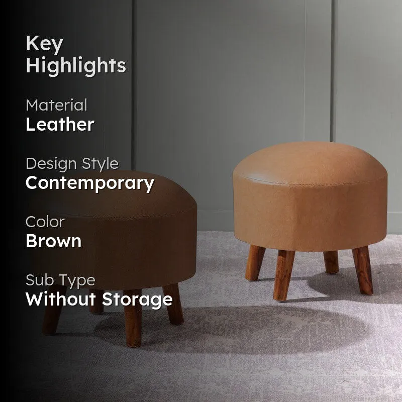 Urban Round Pouf Ottoman (Brown) - Set Of Two media 2