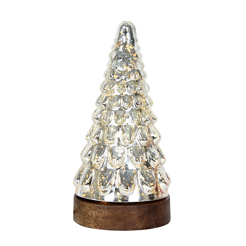 Vibrant Pinewood Xmas Tree Glass Table Lamp  White - Silver media 3