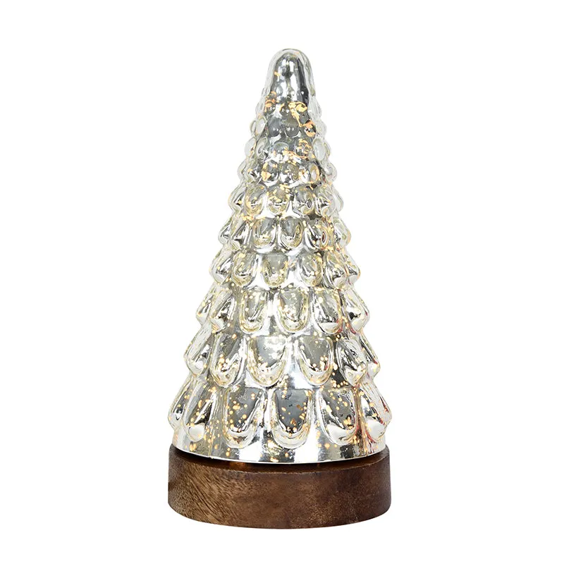 Vibrant Pinewood Xmas Tree Glass Table Lamp White - Silver media 3