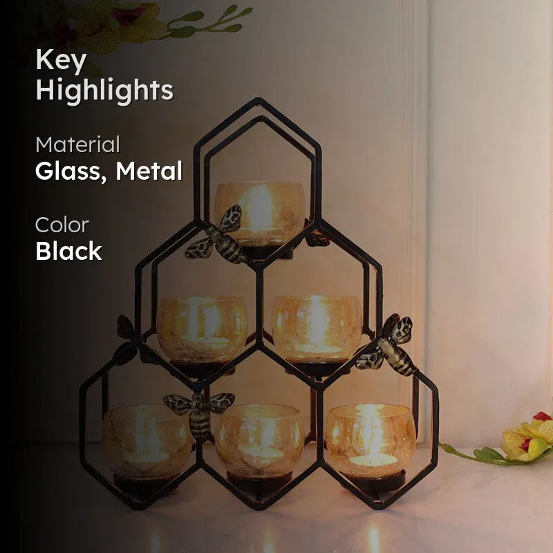 Hexova Comb Tealight Candle Holder - Black media 2