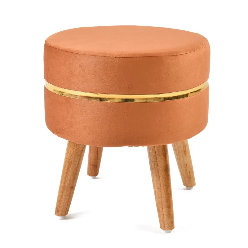 Classic Solid Velvet Ottoman - Orange media 3