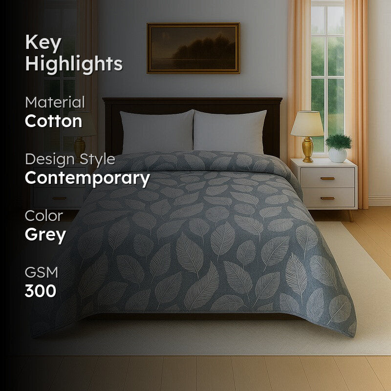 Cloudquilt Floral Cotton Comforter (Grey & Cream) - 300 GSM media 2