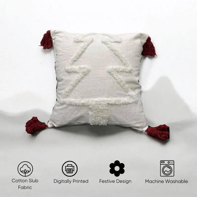 Whimsy in White  Cotton Christmas Cushion Cover media 5