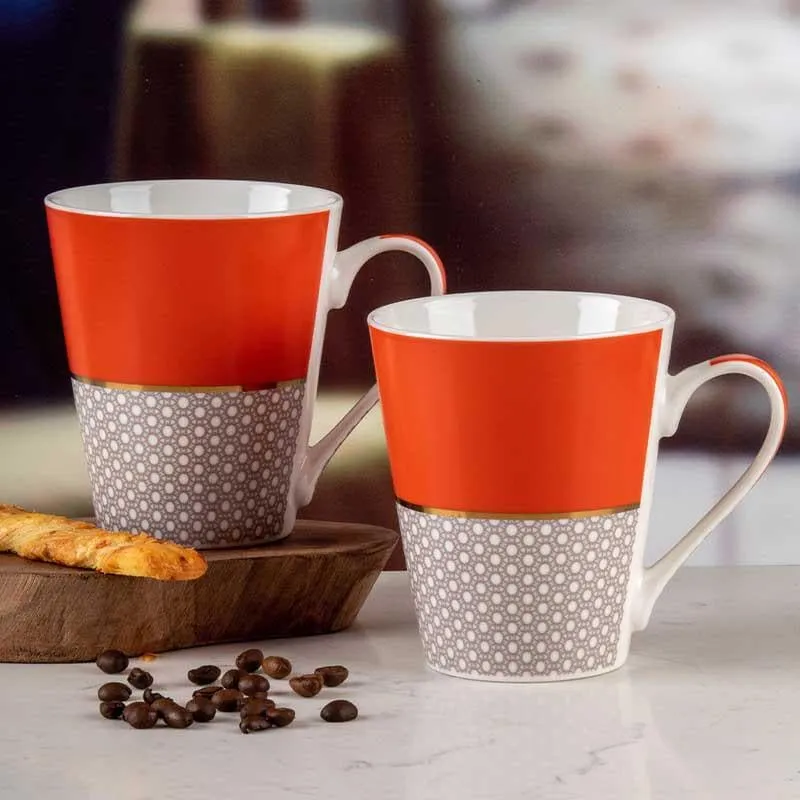 Honeycomb Porcelain Coffee Mug (320 mL Each) - Set of Two media 1