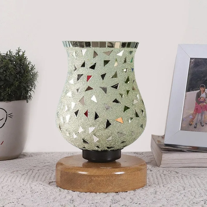 Aurevo Mosaic Glass Table Lamp With Wooden Base - Multicolor media 4