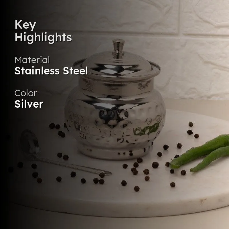 Vintage Charm Hammered Ghee Pot - 200 ML media 2