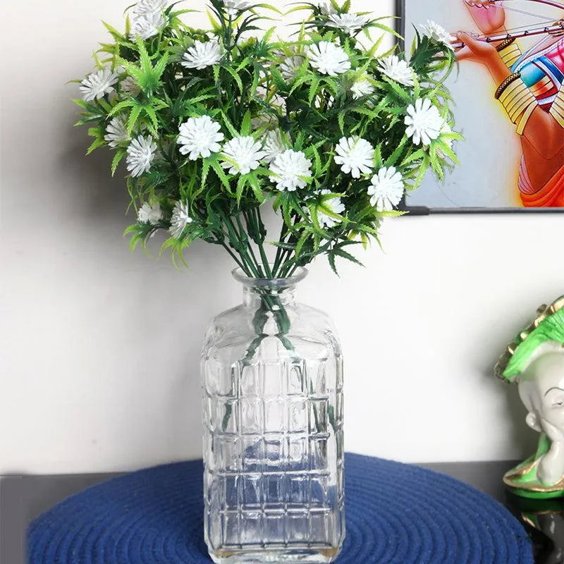 Faux Filosia Flower Bunch (White) - Set Of Two media 1