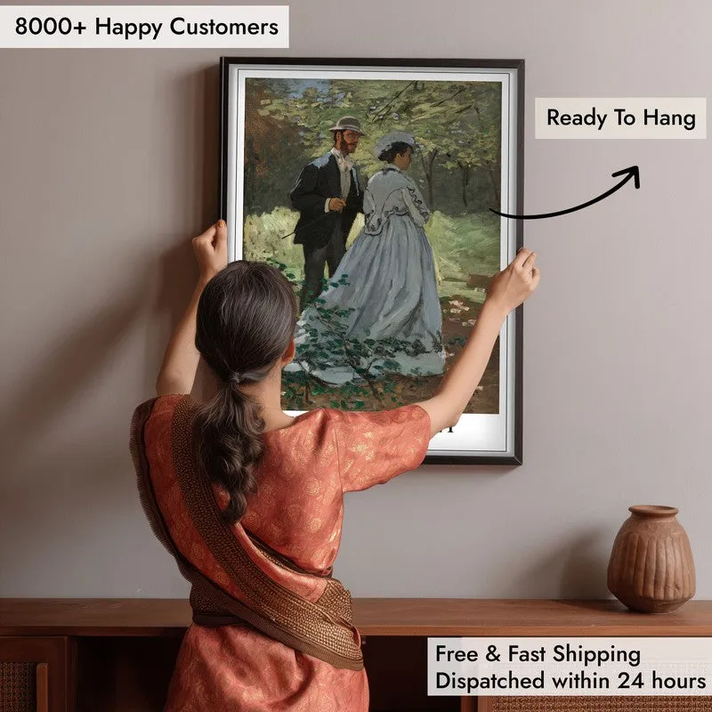 Bazille and Camille, 1865 - Claude Monet Archival Canvas Wall Art - Black Frame media 6