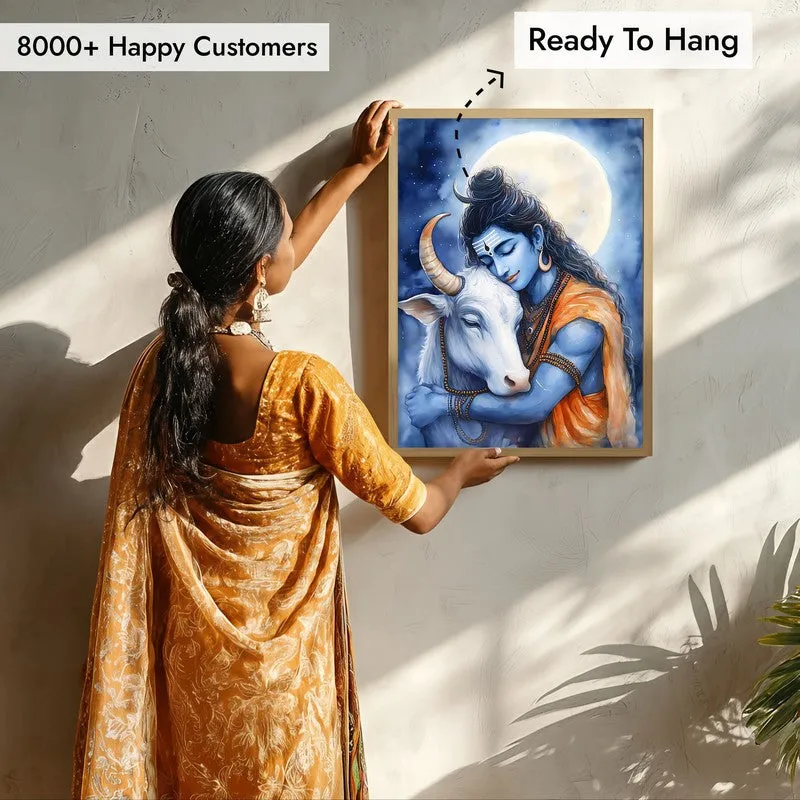 Kailasa Vihari Spiritual Archival Paper Wall Painting - Natural Brown Frame media 7