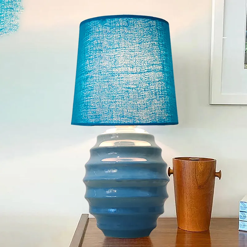 Pharos Ceramic Fabric Table Lamp - Blue media 1