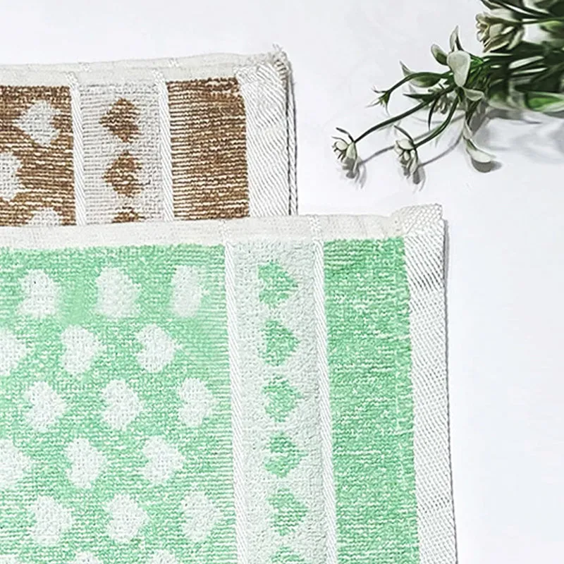Love Lace Cotton Hand Towel (Brown & Green) - Set Of Two media 2