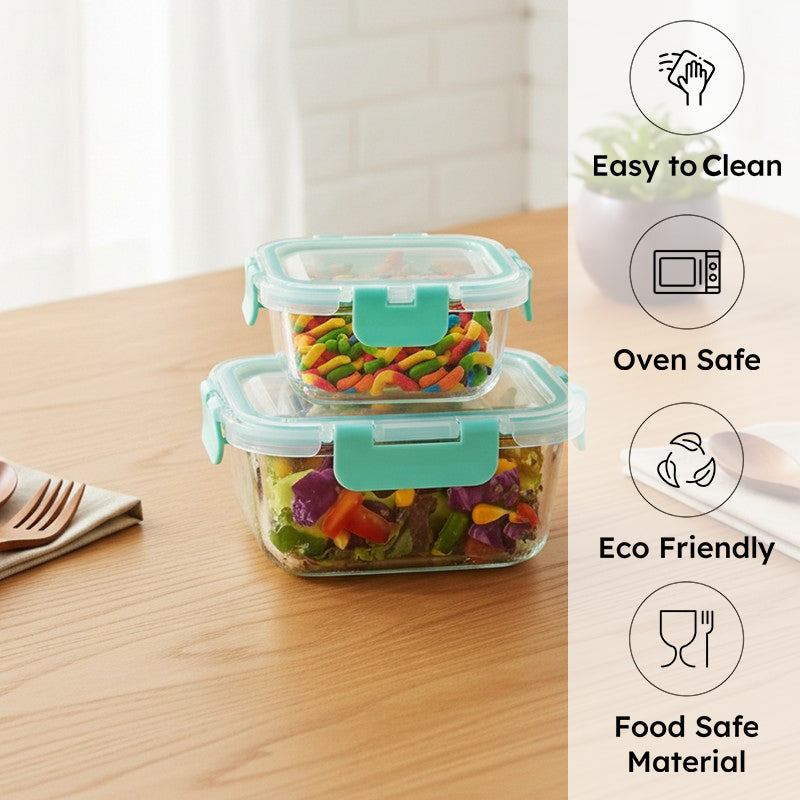Tifran Leak Proof Glass Lunch Box - Set Of Two