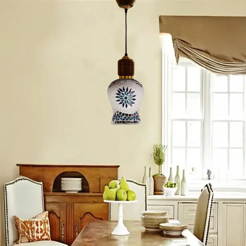 Mosaic Motif Pendant Wooden Ceiling Lamp media 3