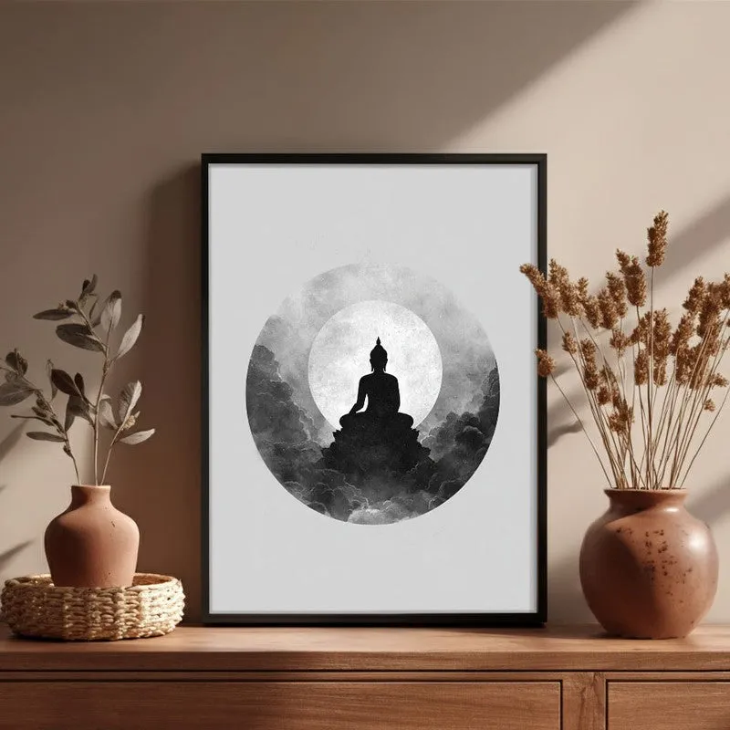 Eclipse of Peace Buddha Wall Painting With Black Frame media 6