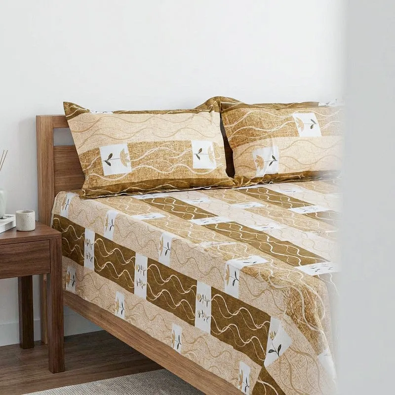Shirava Wavy Cotton Bedsheet (Brown) - 144 TC media 3