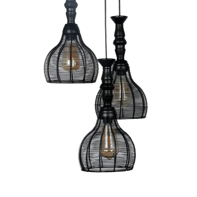 Matte Cage Iron Ceiling Lamp media 4
