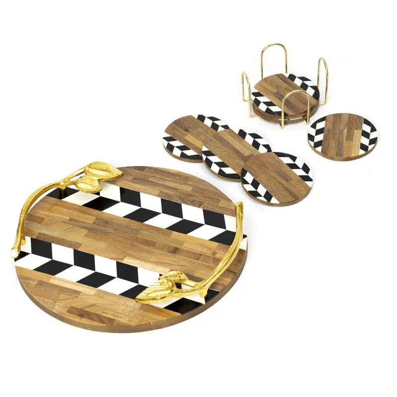 Nihi Black & White MDF Platter With Coaster - Eight Piece Set media 5