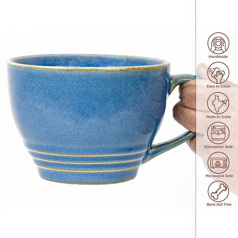 Gradient Brew Ceramic Coffee Mug (Light Blue/500 mL Each) - Set Of Two media 5