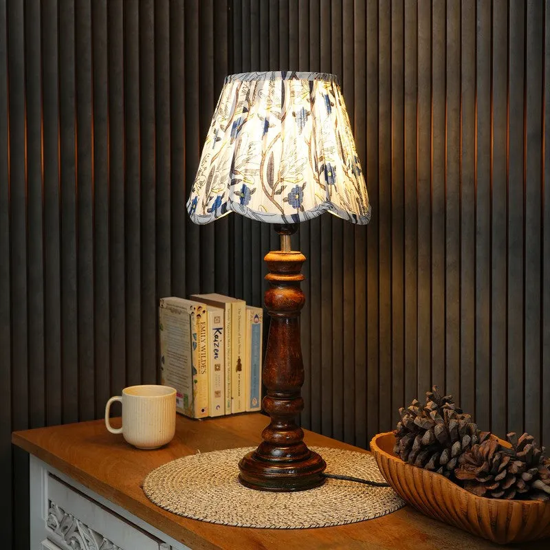 Willowleaf Wooden Base Cotton Table Lamp - Multicolor media 1