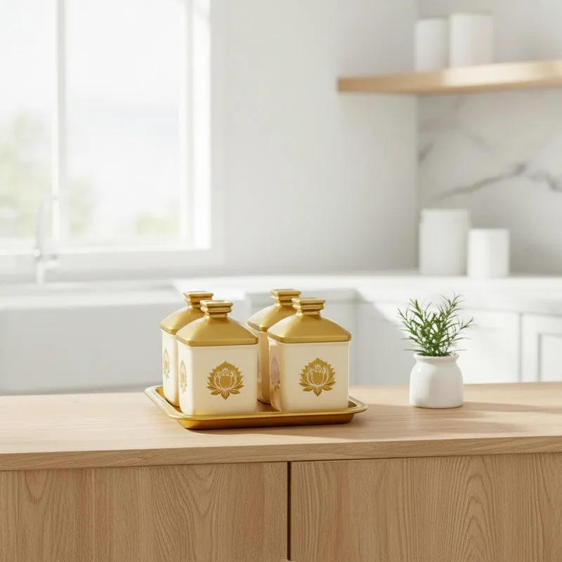 Flavor Nest Air Tight Condiment Jars (Gold/500 mL Each) - Five Piece Set media 4
