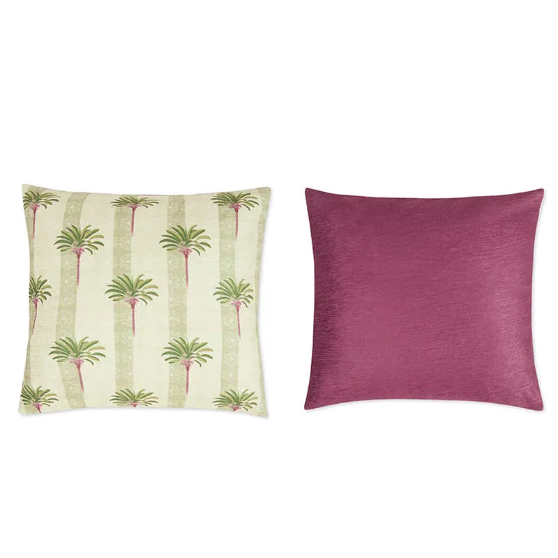 India Circus Tropical Oasis Printed Velvet Cushion Cover - Set Of Five media 5
