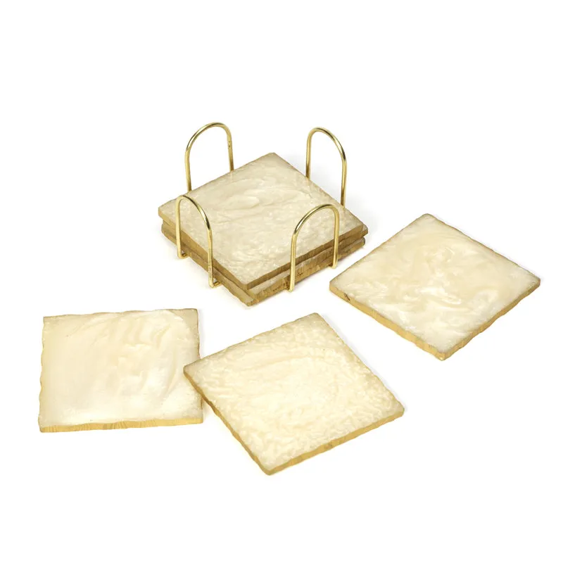 Nuxa Resin Coaster With Stand (Cream) - Seven Piece Set media 5