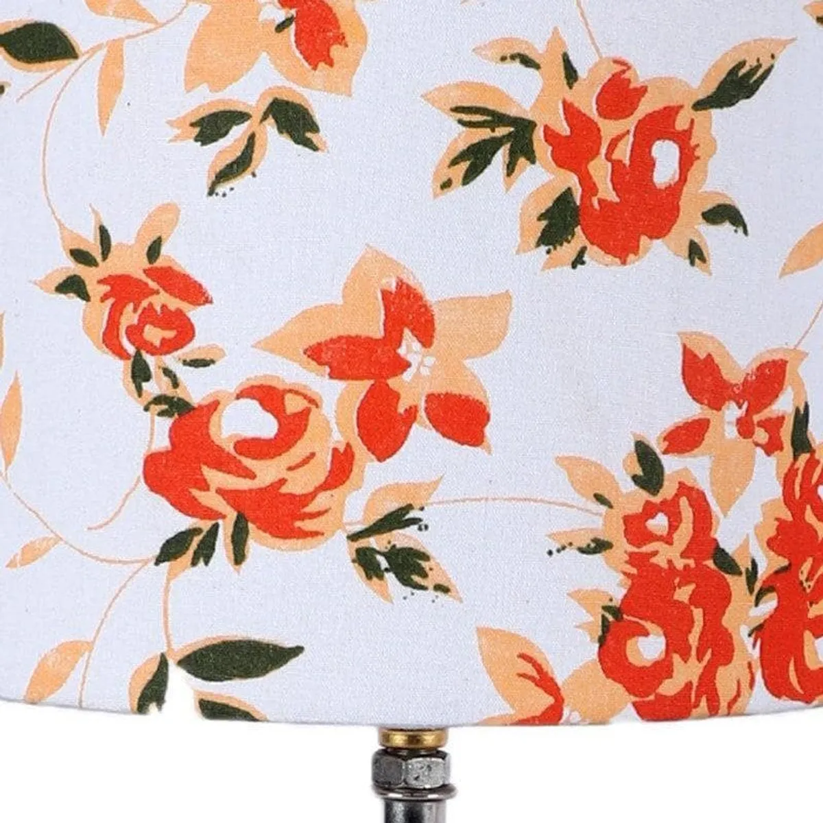 Close-up of multicolour floral fabric lamp shade