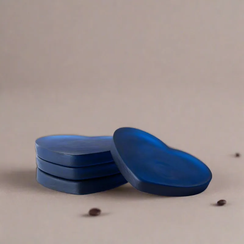 Glossy Hearty Mist Glass Coaster (Blue) - Set Of Four media 1