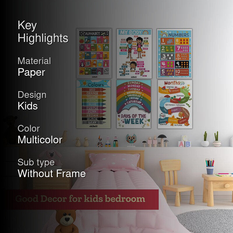 Learning Fun Kids Wall Poster - Set Of Six media 2