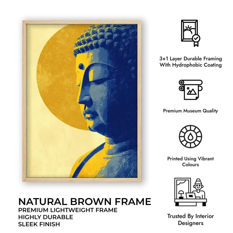 Peaceful Buddha In Meditative Calm II Archival Paper Wall Painting With Brown Frame media 9