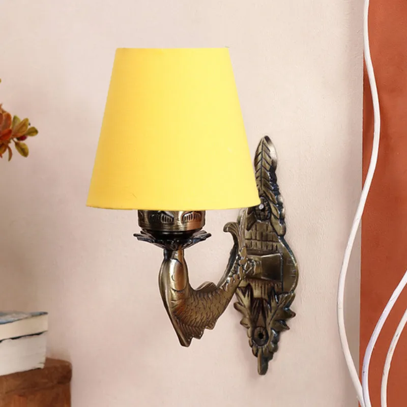 Ziada Stiva Conical Fabric & Metal Wall Lamp - Yellow media 3